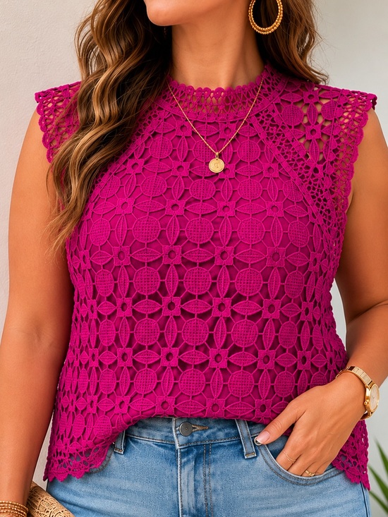 Laundry By Shelli Segal Tops - Laundry by Shelli Segal Raspberry Pink Lace Overlay Sleeveless Top Size 14